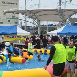 7월23일 안계마을학교와 협업, 워터슬라이드  풀장 개장